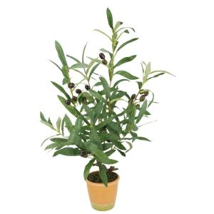 Kunstmatige olijfboom met zwarte vruchten, 57 cm, olijf, mediterrane kunstplant, olijfboom, groene plant, kunstboom, decoratieboom, sierplant, boom, bomen, planten, Toscane, potpla
