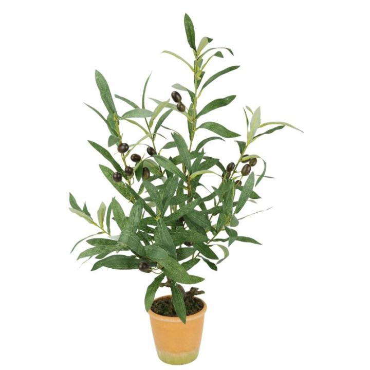 Kunstmatige olijfboom met zwarte vruchten, 57 cm, olijf, mediterrane kunstplant, olijfboom, groene plant, kunstboom, decoratieboom, sierplant, boom, bomen, planten, Toscane, potpla