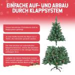 Kunstkerstboom, sneeuwserie, dennenboom, kunstkerstboom in winterlook met kunstsneeuw, 15 dennenappels en 180 takken, klapsysteem, geen naalden, van pvc, moeilijk ontvlambaar, diam