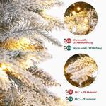 Kunstkerstboom met verlichting, witte sneeuwvlokken, led-dennenboom voor kerstdecoratie, van PE en pvc, 180 cm