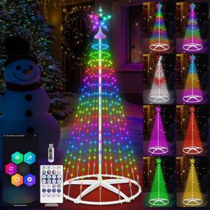 USB-kerstboom, metaal, grote kegelvorm, 250 leds, lichtboom met app, meerdere verlichtingsmodi, doe-het-zelf, muzieksynchronisatie, waterdicht, kerstverlichting, buitenlichtketting
