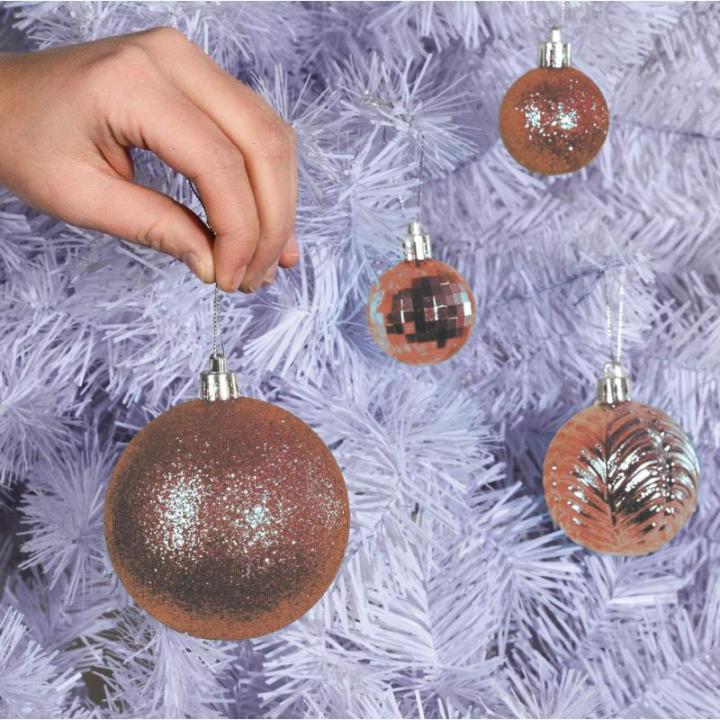 champagne kerstbalornamenten voor kerstversiering - 36 stuks kerstboom onbreekbare ornamenten met ophanglus voor vakantie- en feestdecoratie (combo van 6 stijlen in 3 maten)