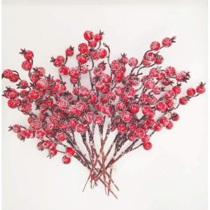 Kunstbessen Nep Mini Rode Holly Kunstbessentak Rode Kunst Tak Bessen voor Kerstmis, Bruiloft, Handwerk en Home Ornamenten 12 Stuks