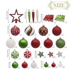 100st 3-15cm rood groen wit, set hangende kerstboomversieringen mat glanzend pailletten, handgeschilderde bal met ster voor plastic kerstboom