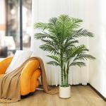 Kunstpalm, 150 cm, grote areca palm in witte pot, , kunstpalm voor huis, woonkamer, slaapkamer, kantoor, balkon, tuindecoratie