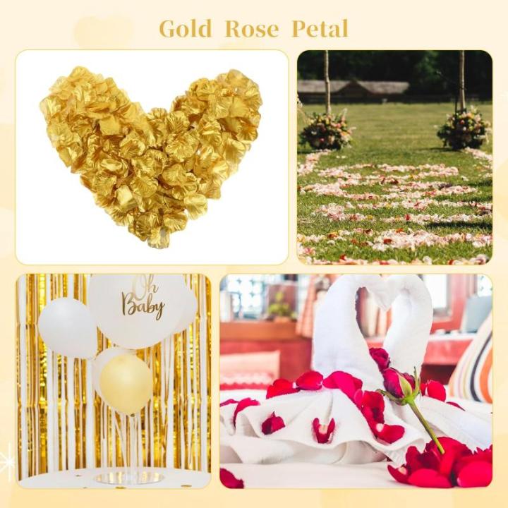500 Stück Rosenblätter Deko Künstliche, Gold Rosenblatter Kunstblumen Blütenblätter Rosen Deko für Hochzeit Valentinstag Geburtstag Tischdekoration Romantische Dekoration