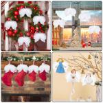 10 stuks kerstengelenvleugels, witte kerstboomversiering, kerstversiering, witte engelenvleugels, kerstversiering voor kerstfeest, decoratie, doe-het-zelf handwerk