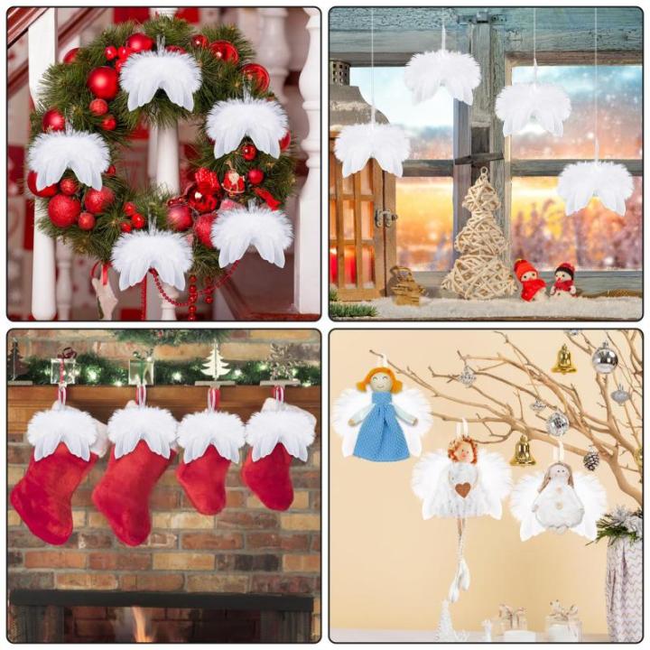 10 stuks kerstengelenvleugels, witte kerstboomversiering, kerstversiering, witte engelenvleugels, kerstversiering voor kerstfeest, decoratie, doe-het-zelf handwerk