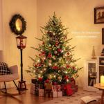 Kunstkerstboom met verlichting, 180 cm, dennenboom met 240 warmwitte ledlampen en 8 lichtmodi, kerstboom met scharnierstructuur, kunstboom voor thuis, groen