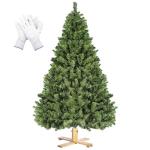 Kunstkerstboom van 213 cm met 1346 takpunten, dennenboom met houten standaard en handschoenen, snel op te bouwen en afneembaar, dennenboom voor kantoor, thuis, winkel, feest, feest