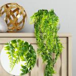 met varen, voor binnen en buiten, hangend, groene woondecoratie, kunstwijnstok, voor woonkamer en tuin, slaapkamer, boerderij, 2 stuks