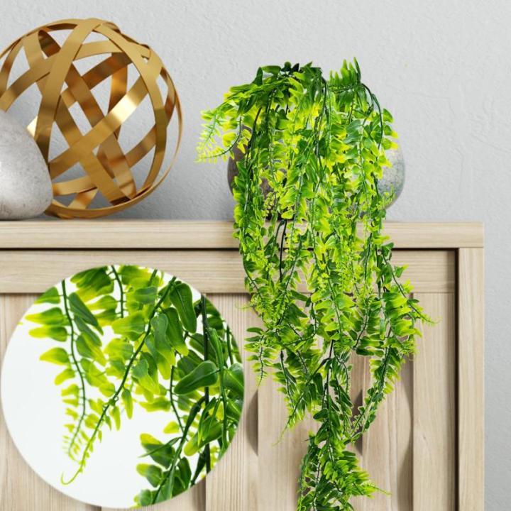 met varen, voor binnen en buiten, hangend, groene woondecoratie, kunstwijnstok, voor woonkamer en tuin, slaapkamer, boerderij, 2 stuks