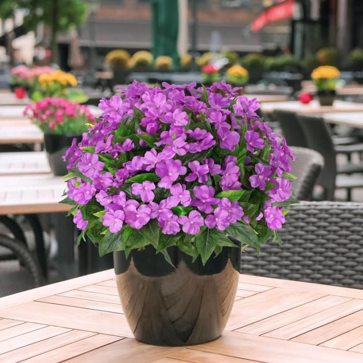3 bundels kunstbloemen voor buiten, balkon, kunstbloemen, weerbestendig, , uv-bestendig, balkonplanten, kunststruiken voor buiten, binnen, balkonbak, tuin, paars