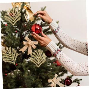 Ceramic Ornaments 10 Stück Weihnachtsblätter für den Außenbereich, Weihnachtsbaum, künstliche Blätter, künstliche Tannenzweige, Weihnachts-Tannenzweige, glitzernde Blätter,