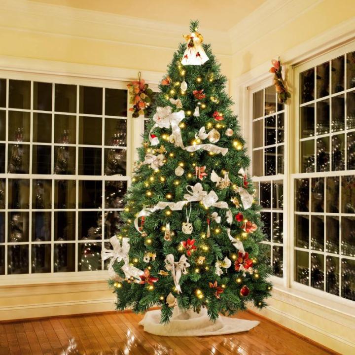 Nordmann Kunstkerstboom 2,1 m met verlichting, met warmwitte en RGB-ledlichtjes, 9 modi en afstandsbediening, pvc-kerstboom