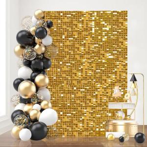 Wandhintergrund mit goldfarbenem, schimmerndem Hintergrund, für Geburtstag, Hochzeit, Jahrestag, Party, Dekoration, 30 x 30 cm, 18 Stück