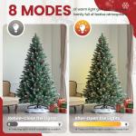 Nordmann Kunstkerstboom, 150 cm, met sneeuweffect, dennenappels en verlichting, dennenboom, kunstkerstboom met metalen standaard, snel op te bouwen klapsysteem, Nordmann-spar, moei