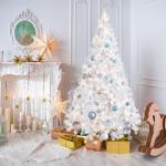 Kunstkerstboom, 180 cm, wit, kunstdennenboom met handschoenen en metalen standaard, kerstversiering voor binnen