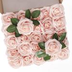 Kunstbloemen, rozen, 25 stuks, decoratieve bloemen, kunstrozen met stelen, Valentijnsdag, Moederdag, bruiloftsfeest, babyshower, woondecoratie, roze (blush pink)