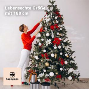 Nordmann Kunstkerstboom, groen, 180 cm, bedrieglijk echte en natuurgetrouwe dennenboom, met standaard, 180 cm