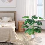 Kunstpalmbladeren, plant in pot, 18 takken, 71 cm, kunstmatige tropische monstera-planten, groene bladeren, Hawaiiaanse Monstera-plant, splitphilo-plant, grote groene plant