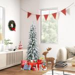 120 cm potlood, kerstboom met sneeuw, leds in warm wit en kleurrijk, 11 lichtmodi, timer, kunstkerstboom met verlichting en metalen standaard, kerstboom voor Kerstmis, wit