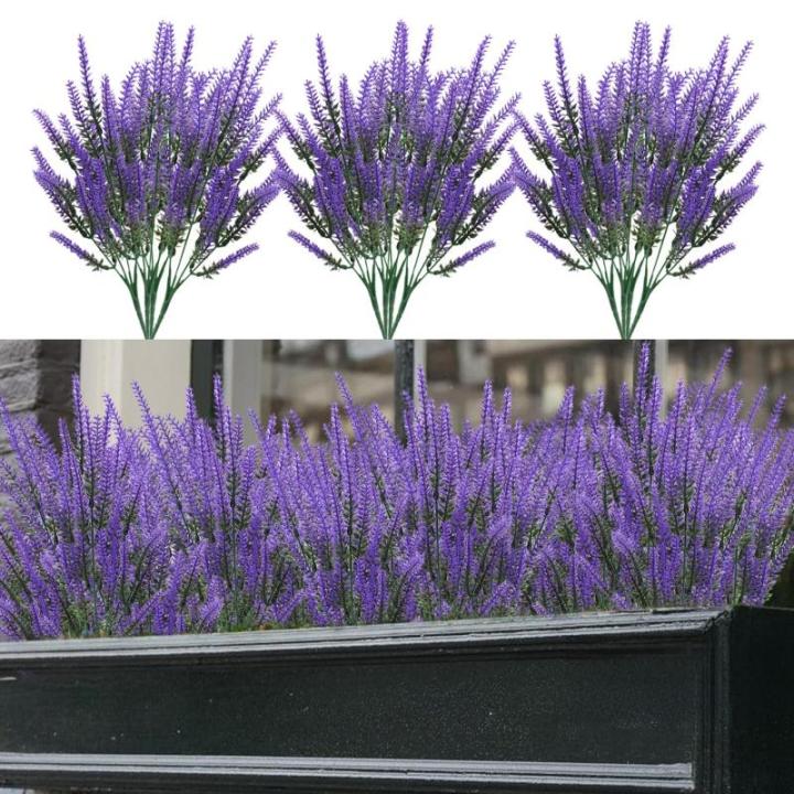 12 bundels kunstlavendel, kunstbloemen, UV-bestendige kunstbloemen, net echt, kunstbloemen, balkon, kunstbloemen, decoratie, binnen en buiten, boeket, kunstbloemen voor huis, tuin,