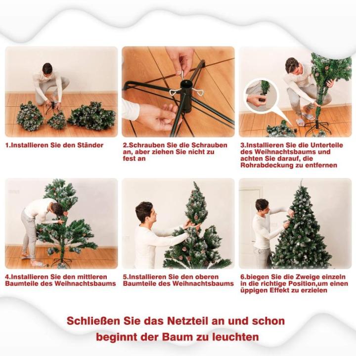 Kunstkerstboom met verlichting witte sneeuw LED kerstboom voor kerstdecoratie (180 cm 340LED)