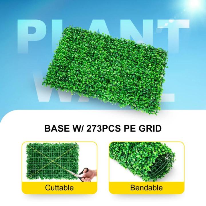 Kunstmatige plantenwand, 8 stuks, 24 x 16 inch, inkijkbescherming, heg, groen, kunstbuxus mplaat, PE, privacybescherming, , 60 x 40 cm, inkijkwerende heg, wanddecoratie, plantenwan