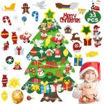 Vilten kerstboom, 10 m, doe-het-zelf vilten kerstboomset voor kinderen, kerstdecoratie, hangende decoratie met afneembare hangende ornamenten, vilten kerstboom voor thuis/deur/muur