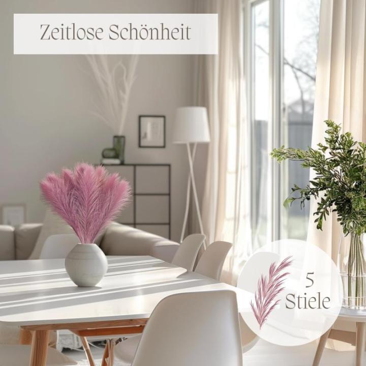 Kunstpampasgras, klein, kleur rood, 5 stelen, 55 cm lengte, kunstmatig pampasgras, woonkamer, droogbloemen voor slaapkamer, bruiloft, boho-decoratie