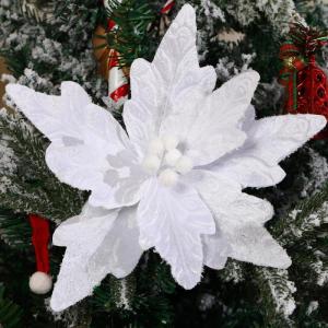 Große Weihnachtsblumen, 30cm, 6 Stück, künstliche Weihnachts Blumen Samt, Weihnachtsbaum Blumen Ornamente, gefaltet, für Weihnachtsdekoration, Neujahr,Hochzeit ﻿ (Weiß)
