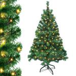 120cm PVC Kunstkerstboom Kerstboom met LED, met metalen standaard, voor Kerstdecoratie, Groen