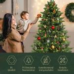 Kunstkerstboom 180 cm met warme LED-verlichting en houten standaard, PE spuitgietwerk en PVC dennenboom (Ø ca. 120 cm) met snelopbouw-klapsysteem