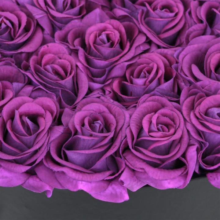 Rozenbox hart, 18 rozen, stevige bloemenbox, zwart, 10 jaar houdbaar, cadeau-idee, decoratieve bloemenbox, paars