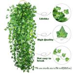 Ivy Kunstslinger, klimopslinger, 12 stuks, 84 ft nepklimop, planten, kunstplant, hangplant, kunst, klimop, decoratie, voor tuin, bruiloft, balkon, feest, wanddecoratie, esthetische