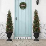 Kunstplant ceder 150 cm in pot, coniferen kunstmatig outdoor UV beschermd voor huis woonkamer tuin veranda decoratie (2 stuks)