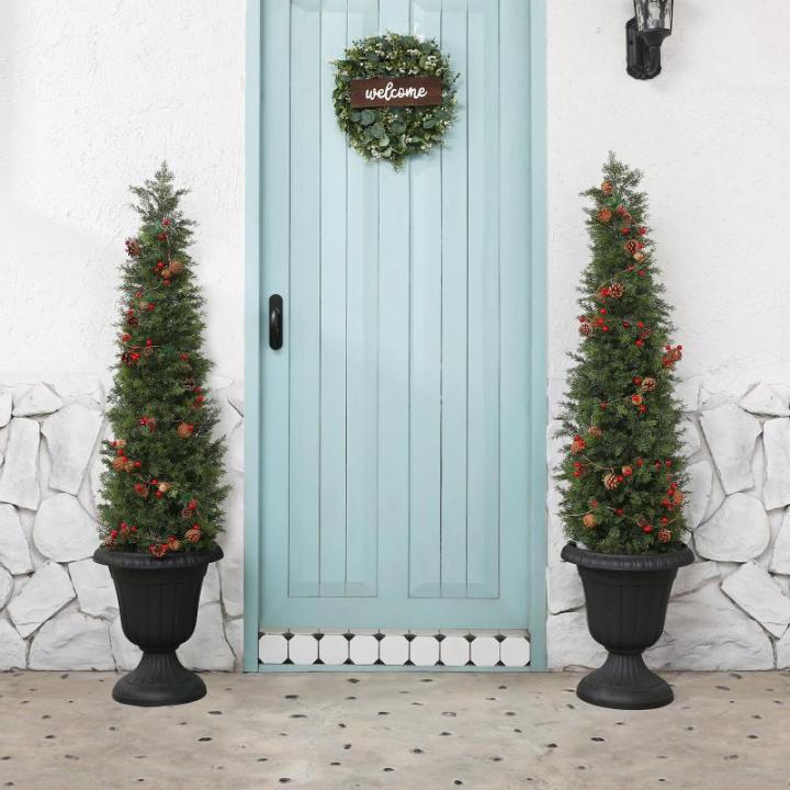Kunstplant ceder 150 cm in pot, coniferen kunstmatig outdoor UV beschermd voor huis woonkamer tuin veranda decoratie (2 stuks)