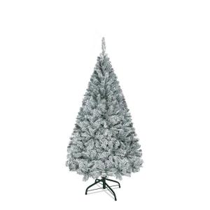 Kunstkerstboom, 150 cm, pvc, automatische kunstkerstboom met standaard, kunstkerstdecoratie, met flocking, sneeuw