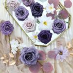 Kunstbloemen combo paarse bloemen mix zijden bloemen kunstrozen met stelen voor bruiloft bruidsboeketten, tafeldecoratie, babyshower, bloemstuk, woondecoraties
