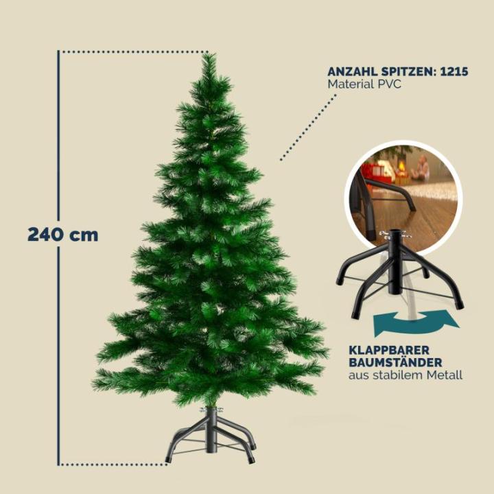 Kerstboom Kunstmatig 1057 Tips Metalen Voet 240 cm PVC Dichte Takken Kerstboom Groen