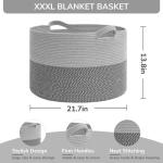 XXL grote wasmand, opbergmand voor kinderkamer, wasmand voor kinderen, mand voor dekens, babyspeelgoed, gevlochten mand, 55 x 35 cm, grijs