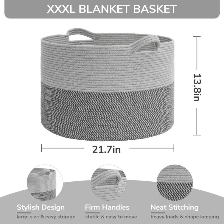 XXL grote wasmand, opbergmand voor kinderkamer, wasmand voor kinderen, mand voor dekens, babyspeelgoed, gevlochten mand, 55 x 35 cm, grijs