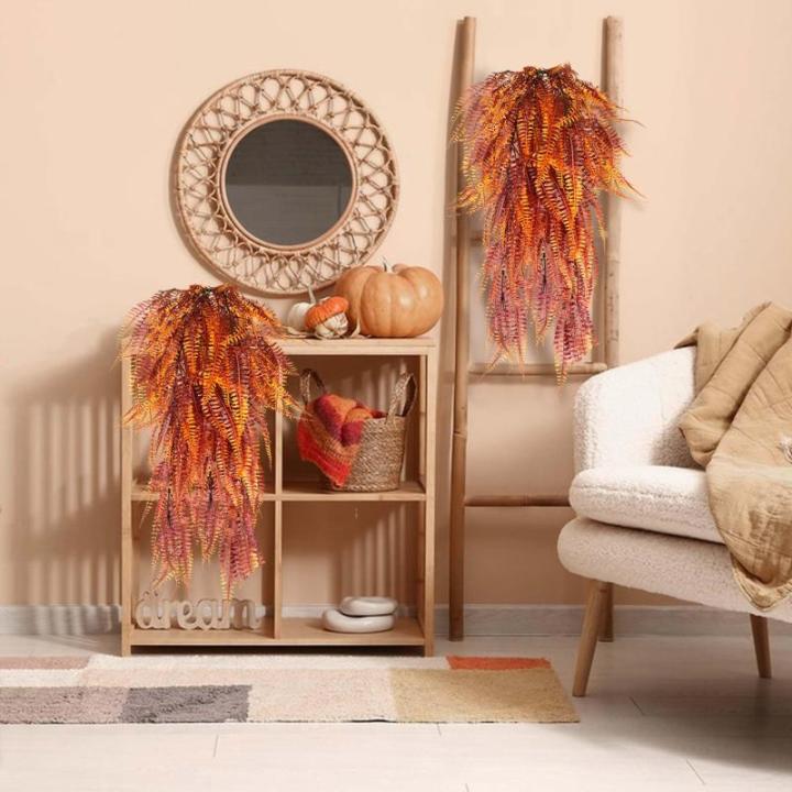 2 stuks , hangende varen, herfst, 80 cm, hangplant, , nep, herfstplanten, plastic planten, hangende herfst, kunstbloemen, ranken voor herfst, binnen, buiten decoratie