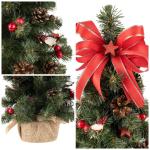 Kunstmatige Xmas Tree Gedecoreerd Rood | Afmeting 40 cm | Kleine Kegel | voor Tafel Bureau | Binnen Buiten | Decoratie Cadeau