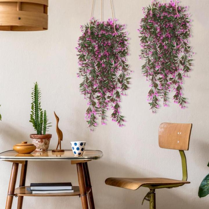 4 stuks , hangende kunstbloemen, decoratie, kunstklimop, kunstbloemen, hangplanten, kunstbloemen als echte vines, voor tuin, balkon, decoratie, rozerood
