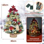 Mini-kerstboom, kleine kerstboom met verlichting, led-tafel, kerstboom, klein, kunstmatig versierd, voor kerstdecoratie (60 cm, rood met goud)
