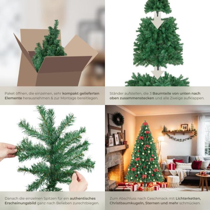 Künstlicher Weihnachtsbaum, dichter Tannenbaum künstlich, flexibel biegbare künstliche Tannenzweige, inkl. Stahlbaumständer, Weihnachtsbaum als Weihnachtsdeko, grün - 230 cm, 