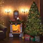 Nordmann Kunstkerstboom, 240 cm, met verlichting, warm en RGB led-lichtsnoer, 9 modi en afstandsbediening