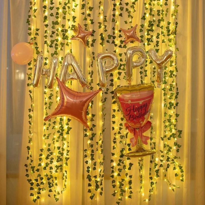 Kunstmatige klimopslinger, 12 stuks, met 90 ledlampen, klimopslinger, lichtsnoer, balkonplanten, decoratie voor bruiloft, tuin, wanddecoratie, kerstfeestdecoratie